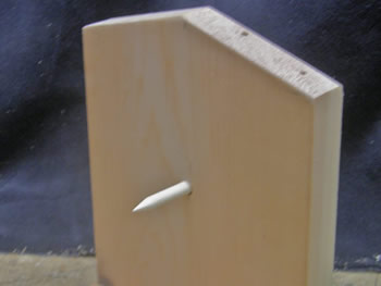 pointed dowel in the wood.